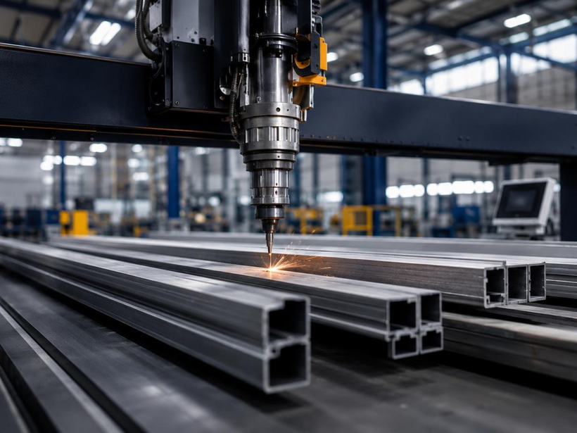 Laser cutting of aluminium extrusions on the fabrication floor